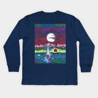 Moonlit Waterfall Kids Long Sleeve T-Shirt